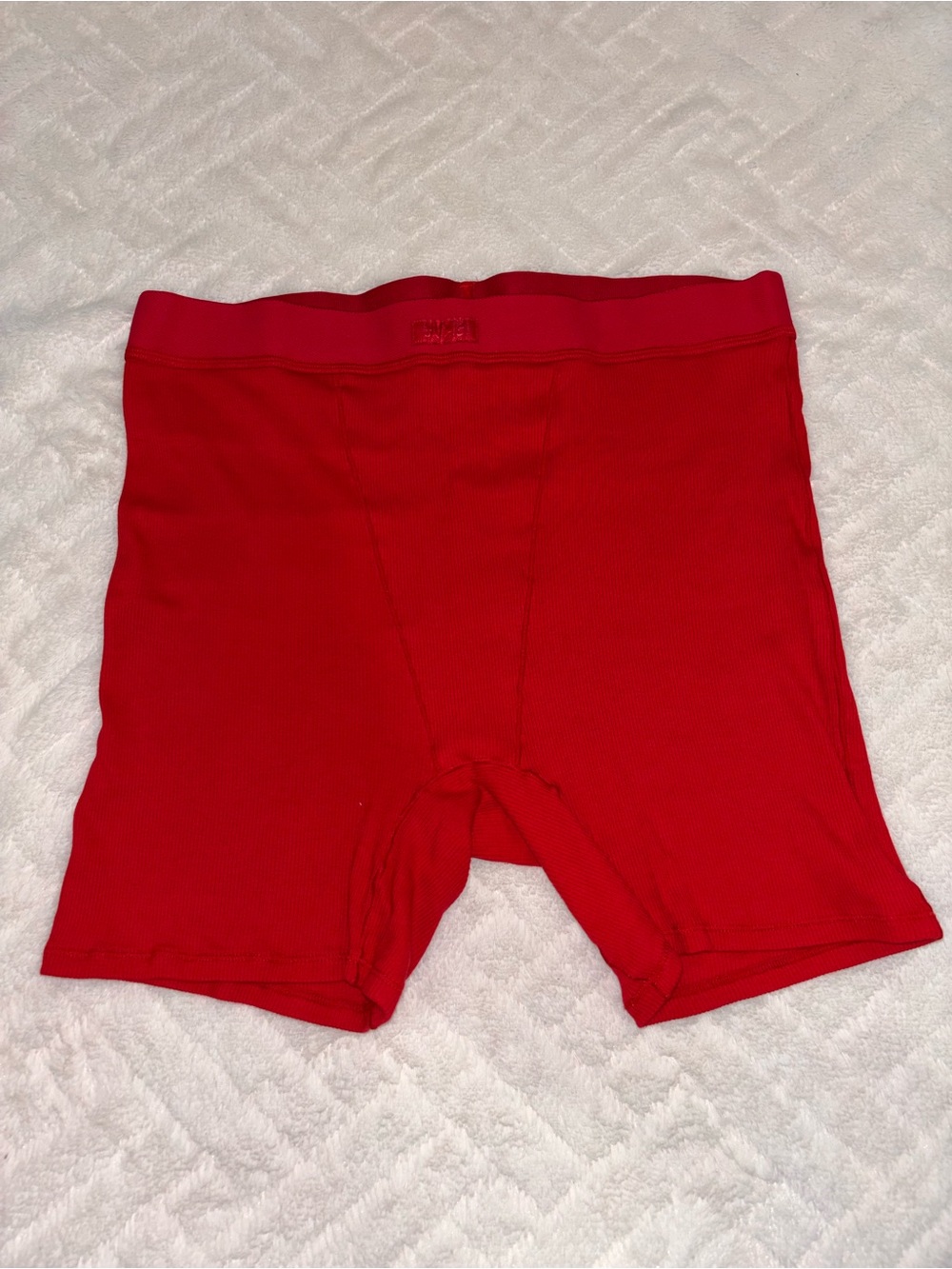 SKIMS Red Ribbed Boxer Shorts XL